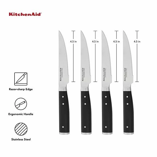KitchenAid KO4PSKSOHOBA Gourmet 4-pc. Forged Triple Rivet Steak Knife Set 4 KitchenAid KO4PSKSOHOBA Gourmet 4-pc. Forged Triple Rivet Steak Knife Set - Image 2