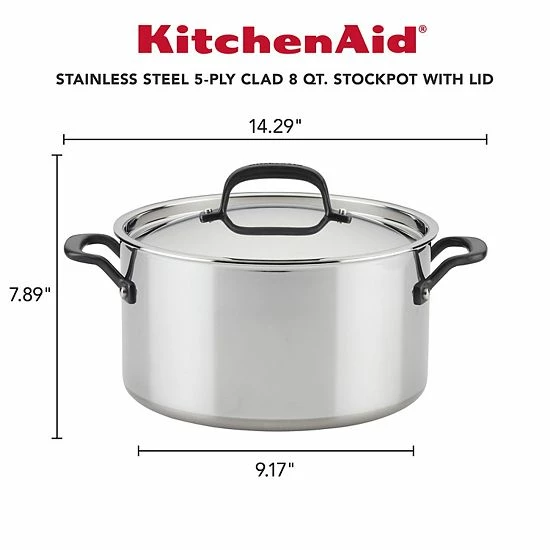 KitchenAid® 5-Ply Clad 8-qt. Stainless Steel Stockpot With Lid 8 KitchenAid® 5-Ply Clad 8-qt. Stainless Steel Stockpot With Lid - Image 6