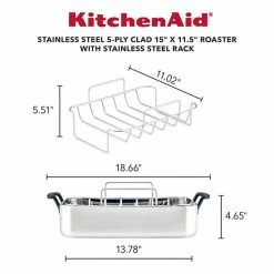 KitchenAid 5-Ply Clad Stainless Steel Roaster With Removable Rack