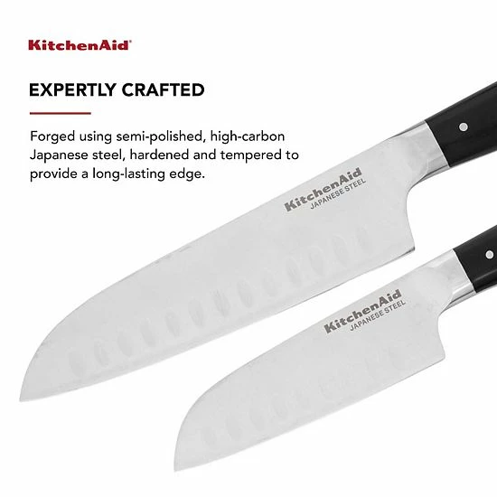 KitchenAid KO2PKSSOHOBA Gourmet 2-pc. Triple-Rivet Santoku Knife Set With Sheaths 6 KitchenAid KO2PKSSOHOBA Gourmet 2-pc. Triple-Rivet Santoku Knife Set With Sheaths - Image 4