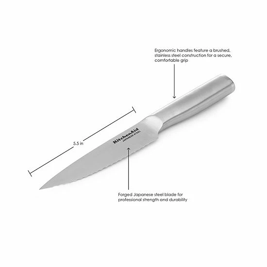 KitchenAid Gourmet 5.5-in. Serrated Utility Knife With Blade Cover 8 KitchenAid Gourmet 5.5-in. Serrated Utility Knife With Blade Cover - Image 6