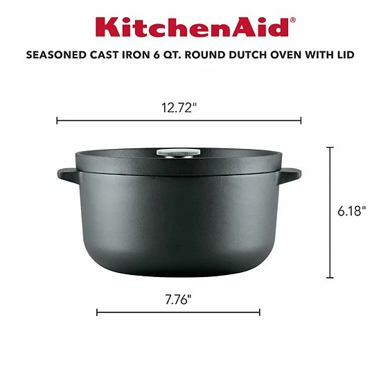 KitchenAid 6-qt. Seasoned Cast-Iron Dutch Oven / Casserole 4 KitchenAid 6-qt. Seasoned Cast-Iron Dutch Oven / Casserole - Image 2