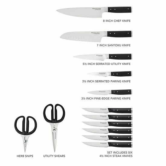 KitchenAid KO14TNBXBAA Gourmet 14-pc. Forged Triple Rivet Knife Block Set 7 KitchenAid KO14TNBXBAA Gourmet 14-pc. Forged Triple Rivet Knife Block Set - Image 5